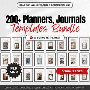 5,300 Editable Canva Planner Templates Master Resell Rights PLR MRR Planners Bundle, Digital Planners dfy Resell Trackers Journals Templates