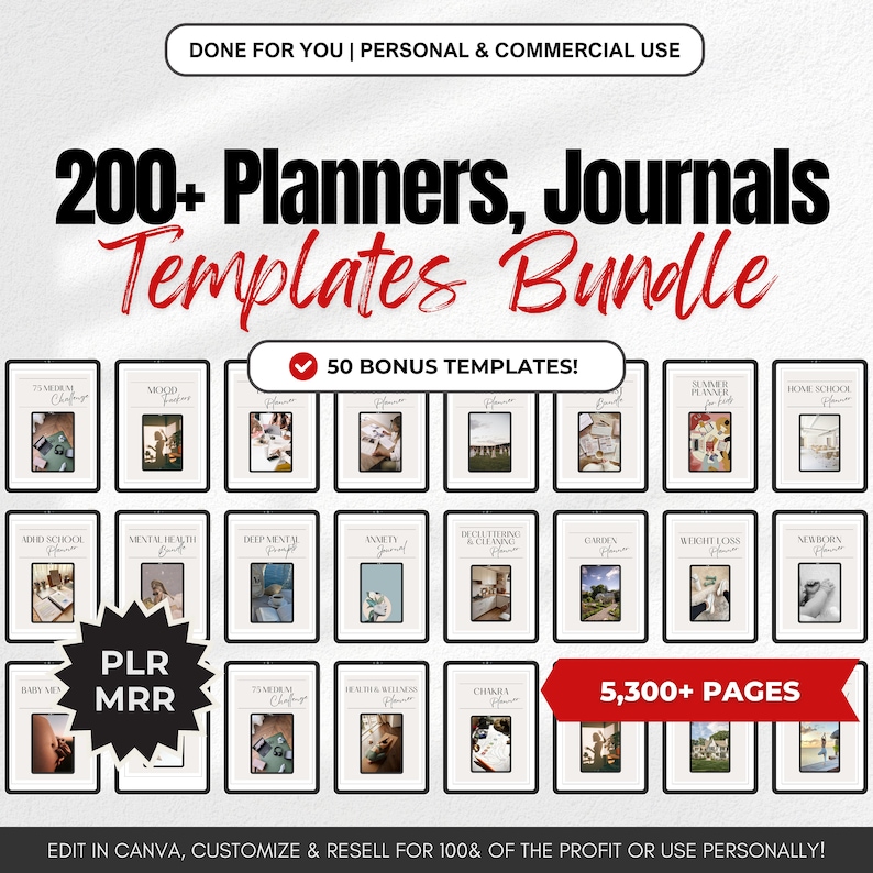5,300 Editable Canva Planner Templates Master Resell Rights PLR MRR ...