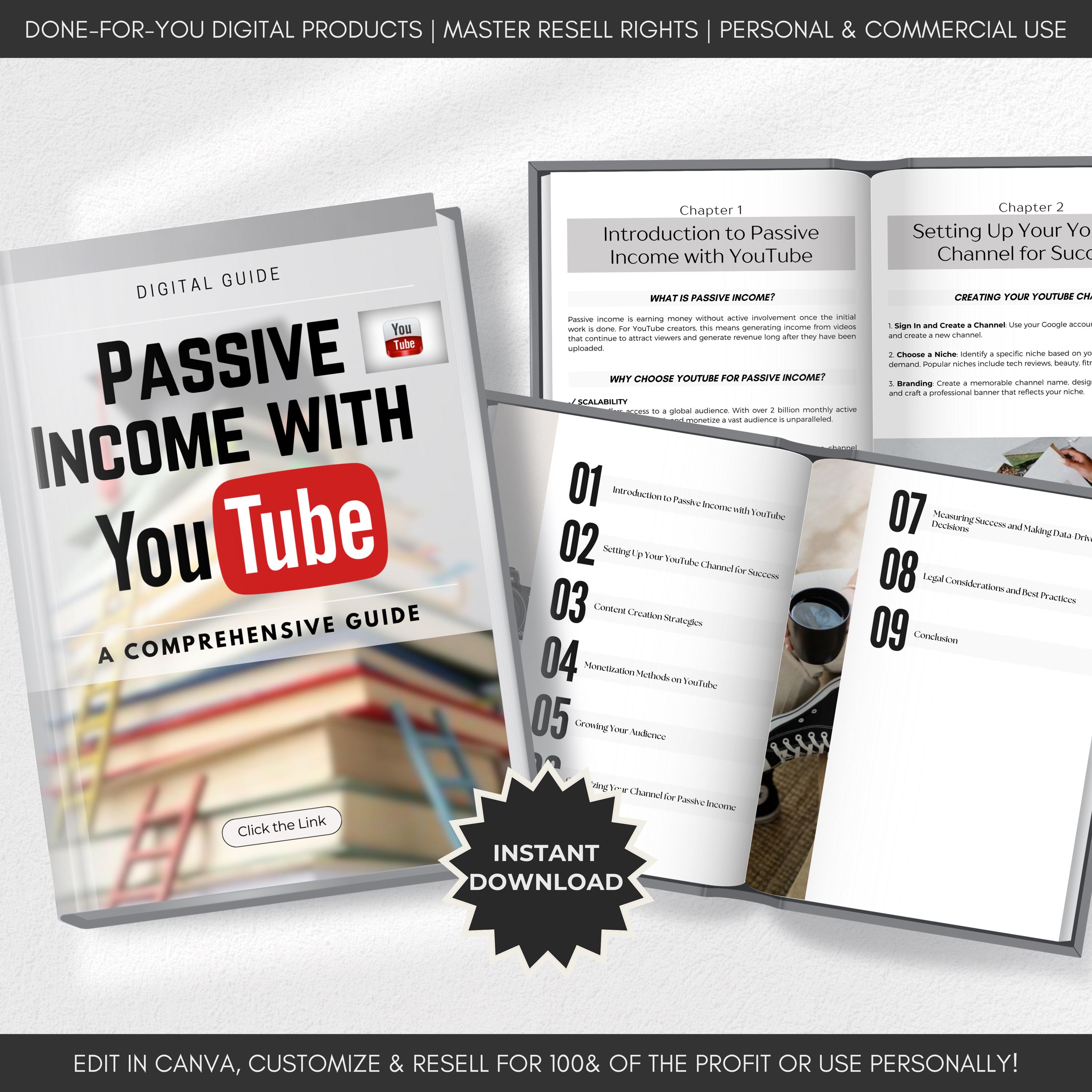Passive Income With Youtube Guide | DFY Digital Product Master Resell ...