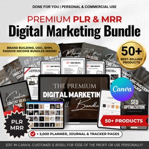 PREMIUM Digital Marketing MRR Bundle Master Resell Rights Digital Products Vault PLR dfy Social Media Passive Income Business Canva Template
