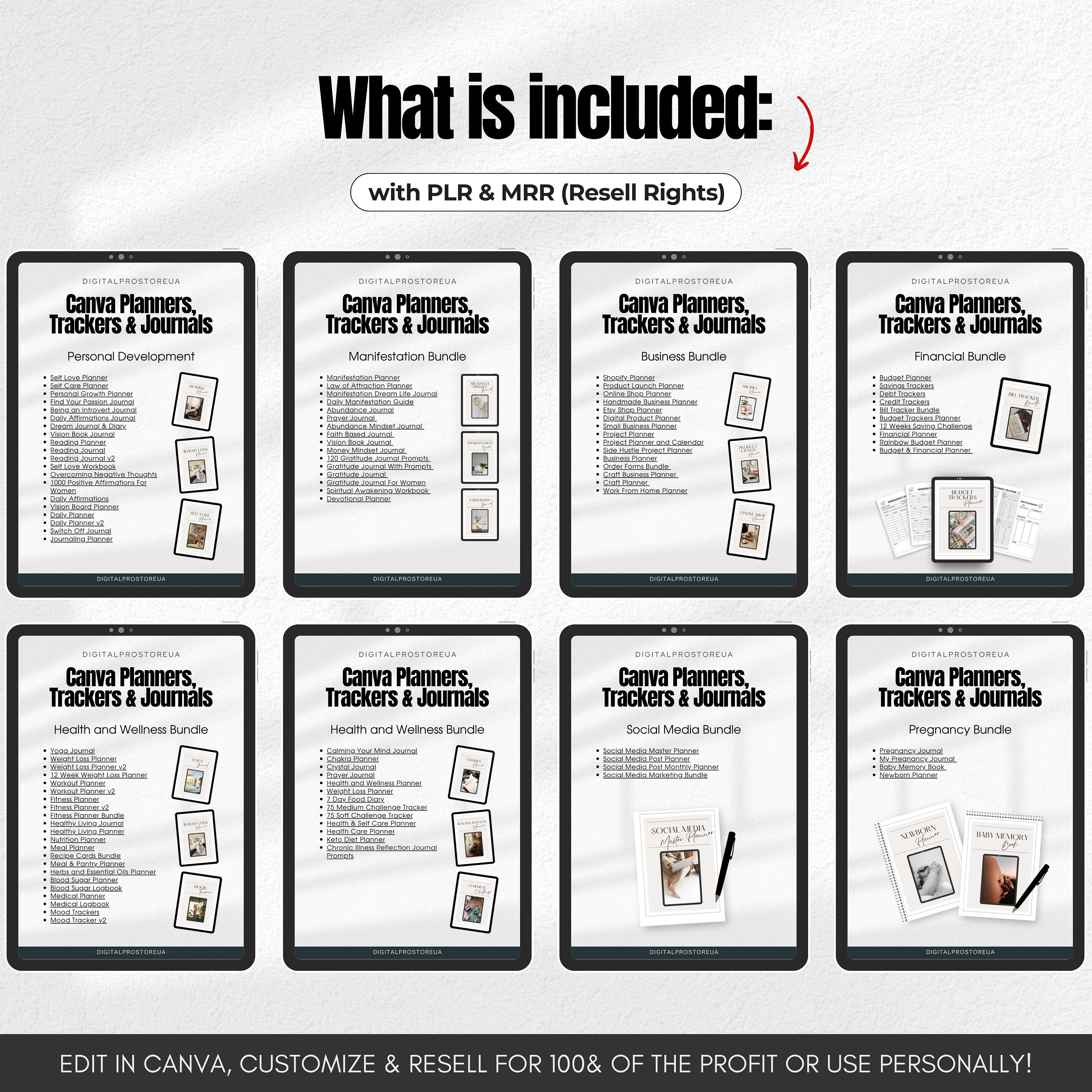 5,300 Editable Canva Planner Templates Master Resell Rights PLR MRR ...
