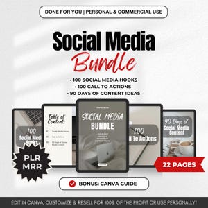 Social Media Guide Bundle | DFY Digital Product Master Resell Rights, Digital Marketing MRR PLR Ebook Call to Actions, Hooks, Content Ideas