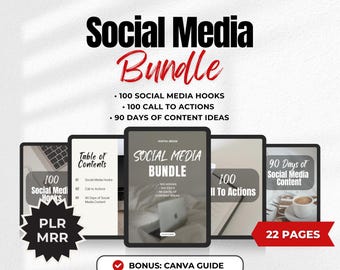 Social Media Guide Bundle | DFY Digital Product Master Resell Rights, Digital Marketing MRR PLR Ebook Call to Actions, Hooks, Content Ideas