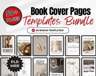 50 Editable Canva Book Cover Page Templates, Mock Up Covers, Digital eBook Workbook Front Page, Cover Page Designs, DFY Covers Title Page