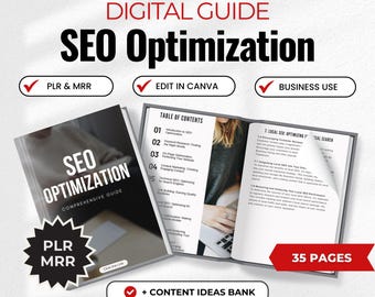 SEO Optimization Guide, Search Engine Optimization ebook, seo strategies, mrr plr Master Resell Rights DFY Canva Guide, Digital Marketing