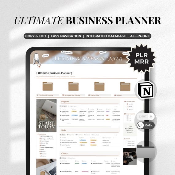 Digital Business Planner Notion Tracker | Ultimate All-in-One Online Business Planning Organizer Dashboard | Freelancer Template