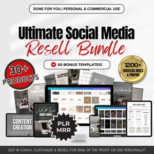 Social Media Bundle MRR Master Resell Rights Digital Products Resell Vault PLR Passive Income Kit Done for you DFY Content Marketing Toolkit
