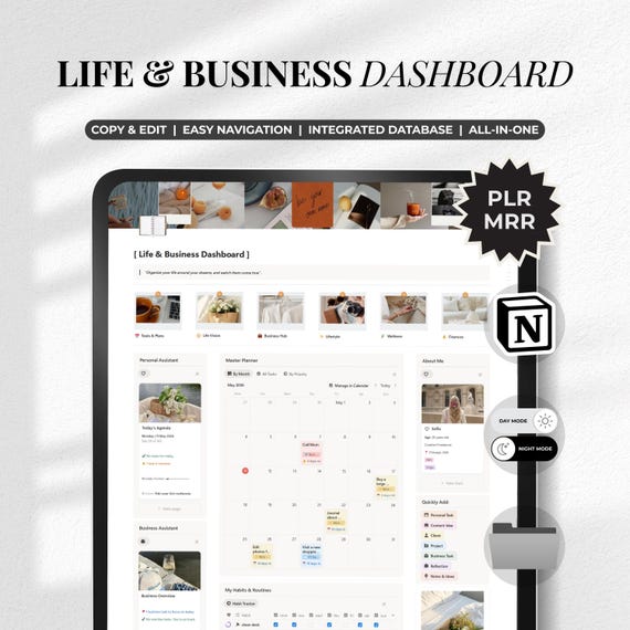 Ultimate All-In-One Life And Business Notion Planner | Entrepreneur Toolkit, Personal Life Vision OS, Digital Planning Dashboard Template