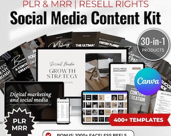 Pacchetto di rivendita di contenuti per social media definitivo Kit di marca MRR Diritti di rivendita principali dfy Vault di prodotti digitali modificabili PLR SMM Branding Toolkit
