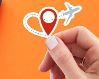 Love Travel Sticker: Airplane Heart, Waterproof Laptop Decal