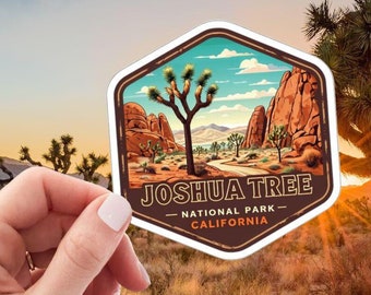 US National Parks Joshua Tree Vinyl Sticker, Stunning Artwork for Nature Lovers, Ideal Souvenir Gift for Hikers, Perfect Water Bottle Gift