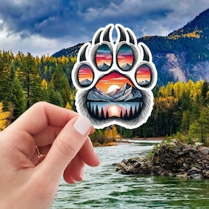 Great Outdoors Bear Paw Vinyl Aufkleber, von der Natur inspirierte Dekoration für Auto, Laptop oder Wasserflasche - Perfektes Wildnis Geschenk, Naturliebhaber