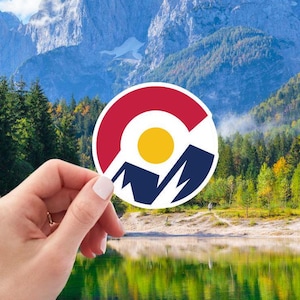 Bundesstaat Colorado Flagge Kreis Aufkleber, lebendige Colorado Pride Aufkleber für Auto oder Laptop, perfektes Geschenk für Colorado-Liebhaber, Colorado-Fan