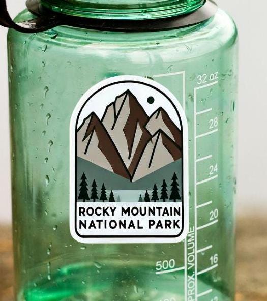 US National Parks Vinyl Sticker, Rocky Mountain National Park Design ...