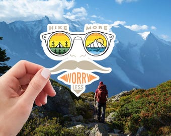 Hike More Worry Less Sticker: Adventure-Inspired Outdoor Decor