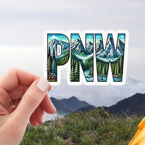 PNW Love Vinyl Sticker, Pacific Northwest, Rustic Nature Design for Water Bottles & Laptops, Perfect Gift for Adventurers and Nature Lovers