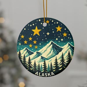 Ornament staat Alaska, handgemaakt rustiek decor voor kerstboom, uniek souvenircadeau voor liefhebbers van Alaska, cadeau voor reizigers