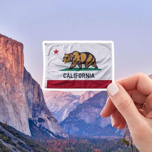 California State Flag Bear Kiss-Cut Stickers - Perfect for Laptop, Water Bottle, Journal Decor, Travel Souvenirs, California Love