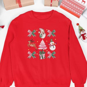 Holiday Santa And Friends Sweatshirt, Cute Christmas Jumper, Festive Crewneck, Cozy Winter Outfit, Funny Holiday Top, Women’s Xmas Apparel