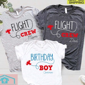 Airplane Birthday Family Shirt,Custom Birthday Matchig Tees,Birthday Boy Gift, Toddler Birthday,Custom Name Shirt,Flight Crew Birthday Shirt