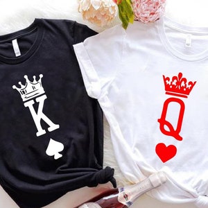 King and Queen Shirt,Couple Matching Shirts, King of Spades and Queen of Hearts,Valentines Couples Tees, His and Hers, Wifey and Hubs Shirt