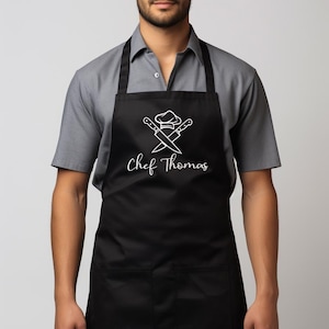 Embroidered Apron, Personalized Apron Gift,Custom Kitchen Apron,Chef Gift Apron,Gift for Her, Barbeque Apron, Custom Gift for Him,Mom Gift
