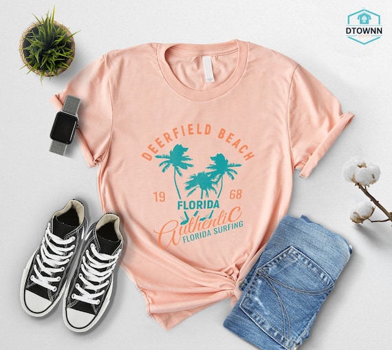 Deerfield Beach Florida Surfing Tee, Vintage Beach Shirt, Authentic Coastal Style, Retro Surf Tee, Ocean Lover Shirt, Summer Vacation Outfit