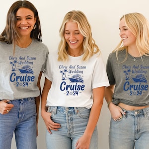 Custom Cruise Wedding Couple Shirt,Cruise Couples Matching Tee, Personalized Wedding Cruise Shirt,Anniversary Vacation Husband Wife Tee Gift