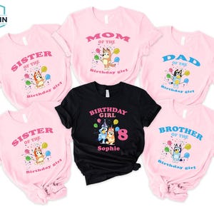 Bluey Birthday Girl Shirt,Custom Bluey Birthday Party Shirt,Personalized Bluey Family Matching Shirts,Bluey Dog Shirt,Kids Birthday Gift Tee
