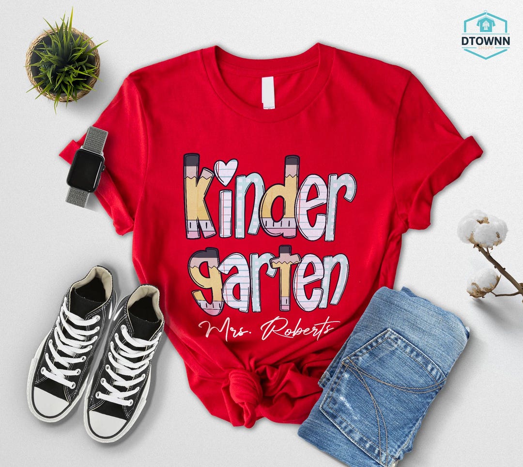Kindergarten Teacher Shirt, Personalized Back to School Tee, Custom Name Top, Cute Classro