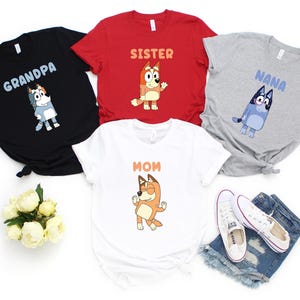 Custom Bluey Birthday Party Shirt,Personalized Bluey Family Tees,Bingo Bluey Dog,Bluey and Bingo Gift,Bluey Mom Dad Family Matching Shirt