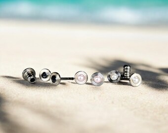 Pendientes de titanio HERRATHO "Manaslu SS10" | Pendientes refinados con perlas Swarovski | seleccionable en 3 colores | 1 par | Hecho en Alemania