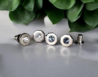 Pendientes de titanio HERRATHO "K2" | Pendientes refinados con cristales Swarovski | seleccionable en 12 colores | 1 par | Hecho en Alemania