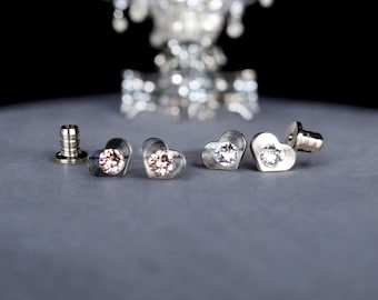 Pendientes de titanio HERRATHO "Corazón" | Pendientes refinados con cristales Swarovski | seleccionable en 12 colores | 1 par | para adultos y niños