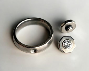 Anillo de mujer HERRATHO de titanio "K2" con montura intercambiable y cristales Swarovski | Anillo intercambiable que incluye 2 colores a elegir | Hecho en Alemania