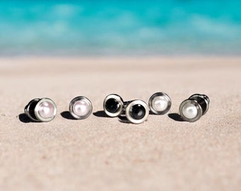 Pendientes de titanio HERRATHO "Manaslu SS16" | Pendientes refinados con perlas Swarovski | seleccionable en 3 colores | 1 par | Hecho en Alemania