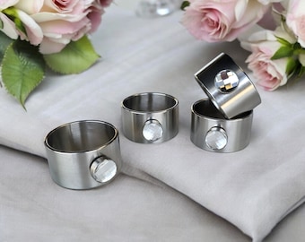 Servilleteros Herratho de acero inoxidable, adornados con cristales Swarovski | Servilletero Anillo Cristal | Decoración de mesa | HECHO EN ALEMANIA