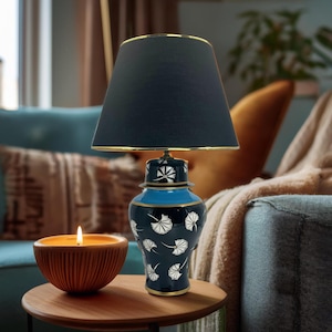 Handmade Ceramic Table Lamp: Unique Bedside Lampshade, 23&quot; High