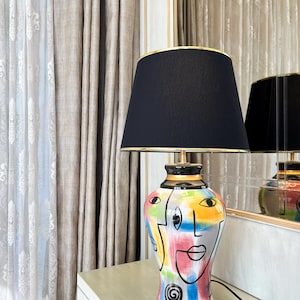 Artistic Ceramic Floor Lamp – Handmade Lamp for Bedside or Living Room – by Alkimo