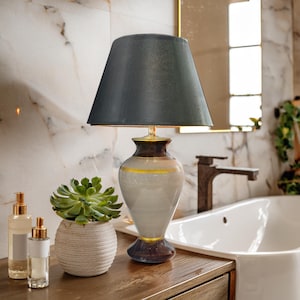modern ceramic table lamp – unique design for bedside table and housewarming gift by alkimo