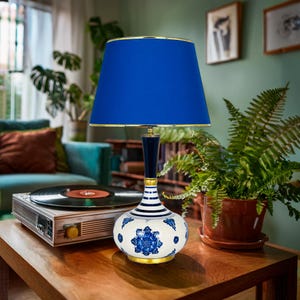 boho ceramic table lamp – unique design ceramic lamp with real touch flower theme for bedside table by alkimo