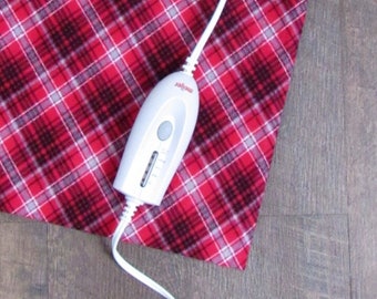 Red Black and Gray Plaid, Flannel Cover, Replacement Cover, Heating Pad Cover, Fits a 12x15 in Pad, Washable Cotton Cover, Self Care