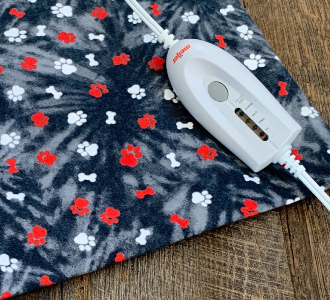 Paw Print, Tie Dye Black, Heating Pad Cover, Replacement Cover, Flannel