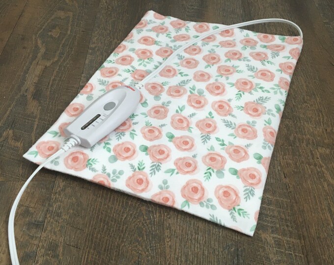Peach Floral. 1 Layer Flannel Heating Pad Replacement Cover for 12x15