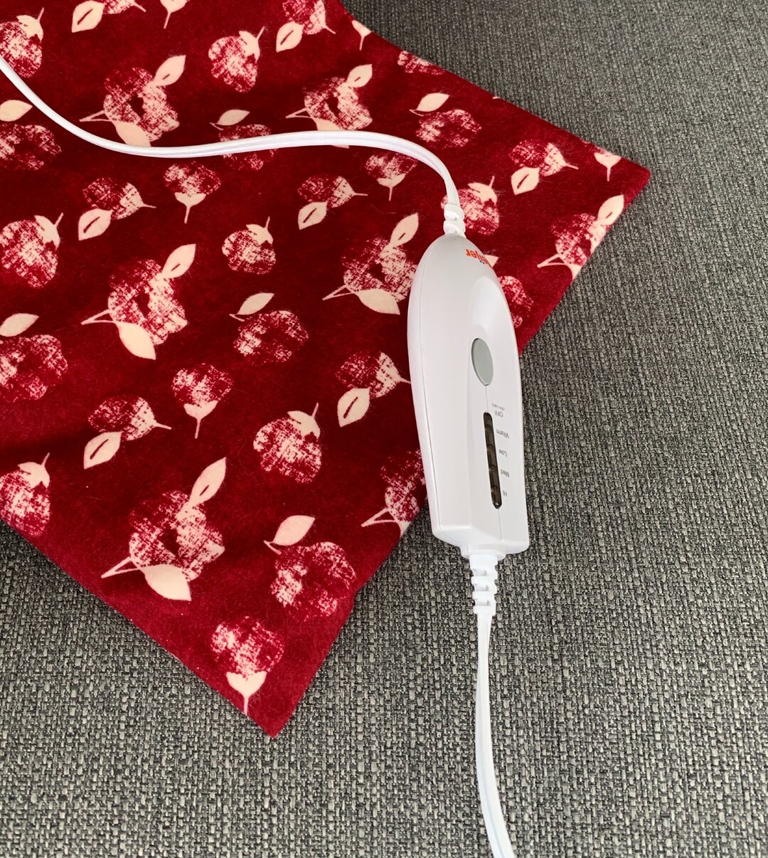 Faded White Floral on Red, Heating Pad Cover, Replacement Cover