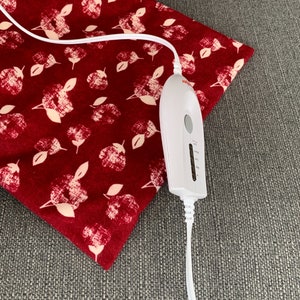 Faded White Floral on Red, Heating Pad Cover, Replacement Cover, Flannel Cover, Fits 12x15 in Heating Pad, Floral Cover, Snap Closure Cover