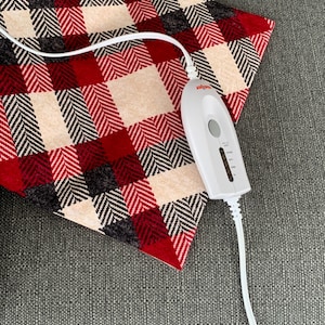 Red Diagonal Plaid, Luxe Flannel Cover, Heating Pad Cover, Replacement Cover, Fits 12x15 in Pad, Electric Heating Pad, Snap Closure Cover