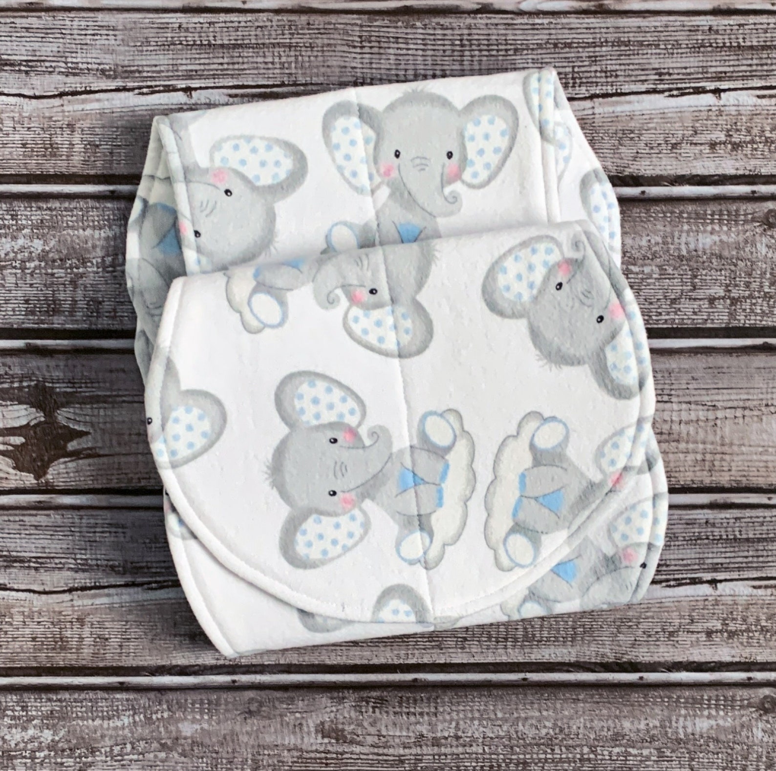 Sleepy Elephants Burp Cloths Set of 2 Flannel Burp Cloths Etsy