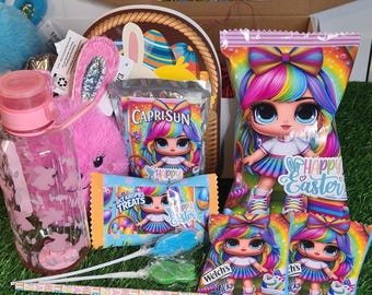 Caja de Pascua personalizada: Conejito de peluche, dulces y regalos personalizados