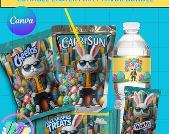 Paquete de recuerdos para fiestas de Pascua para niños: Plantillas editables (Descarga digital)